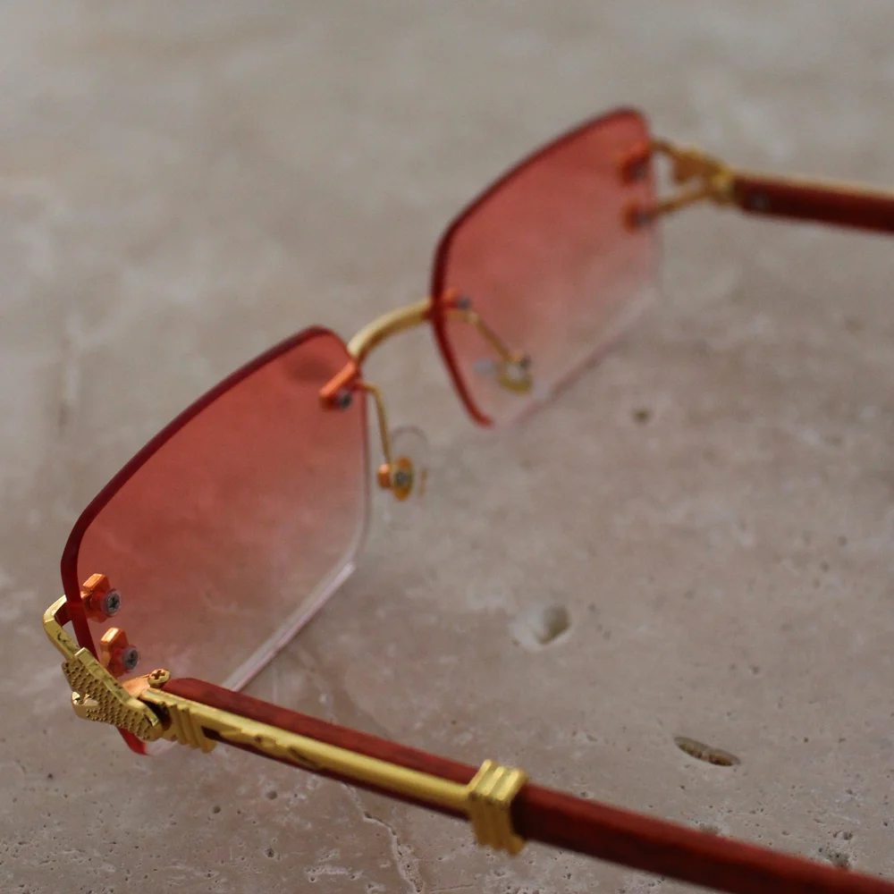 Cartier Rimless Redish Pink Gradient Sunglasses - Picture 8 of 13